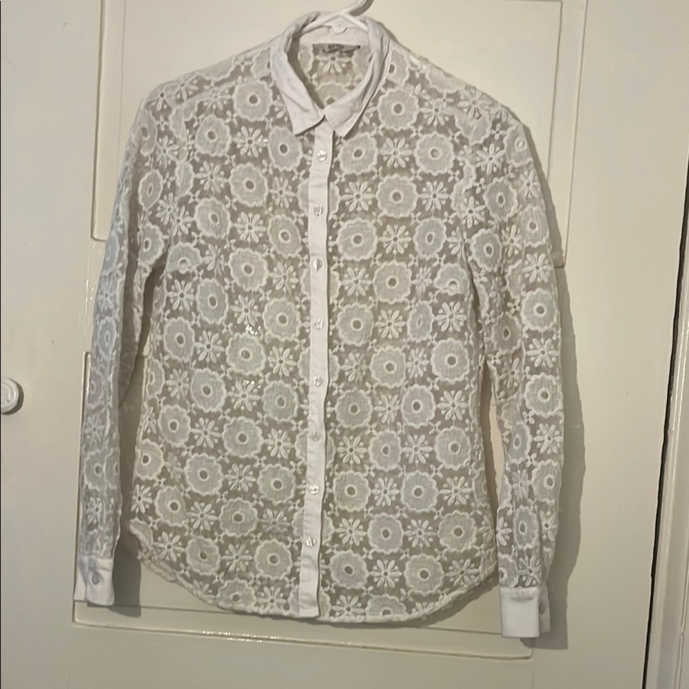 Jack Wills White Floral Lace Blouse